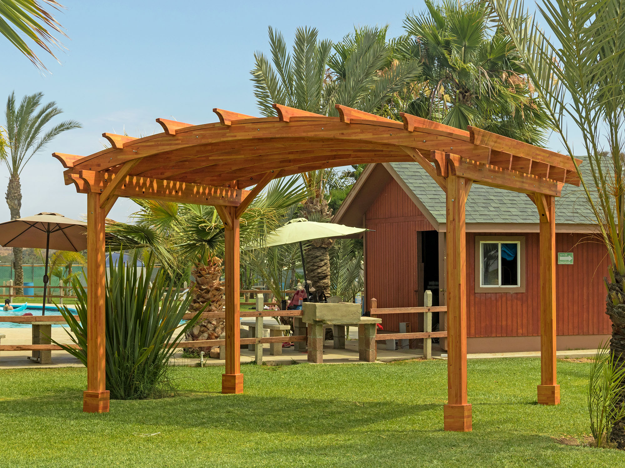 Arched Pergola Kits Redwood Arched Garden Pergolas